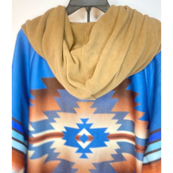 Southwestern Print Hooded Multicolor Sz S Jacket - Picture 12 of 16
